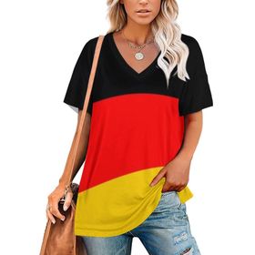 AILLOSA GFY31 Tamamı Baskılı V Yaka Kısa Kollu Kadın T-Shirt