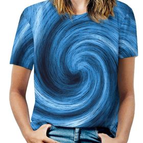 AILLOSA GFY37 Tamamı Baskılı Kısa Kollu Yuvarlak Yaka Kadın T-shirt