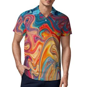 AILLOSA GFY42 3D Baskılı Desen Kısa kollu Polo Yaka Erkek T-shirt