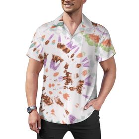 AILLOSA Hawaii Çiçek Baskılı 3D Desen Kısa Kollu YH-102 Erkek Gömlek