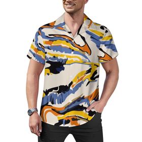 AILLOSA Hawaii Çiçek Baskılı 3D Desen Kısa Kollu YH-107 Erkek Gömlek