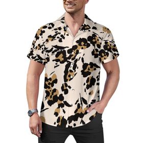 AILLOSA Hawaii Çiçek Baskılı 3D Desen Kısa Kollu YH-116 Erkek Gömlek