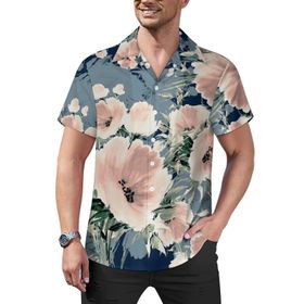 AILLOSA Hawaii Çiçek Baskılı 3D Desen Kısa Kollu YH-118 Erkek Gömlek