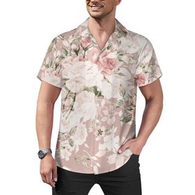 AILLOSA Hawaii Çiçek Baskılı 3D Desen Kısa Kollu YH-121 Erkek Gömlek