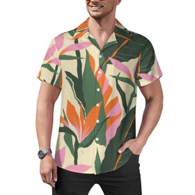 AILLOSA Hawaii Çiçek Baskılı 3D Desen Kısa Kollu YH-127 Erkek Gömlek