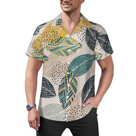 AILLOSA Hawaii Çiçek Baskılı 3D Desen Kısa Kollu YH-130 Erkek Gömlek