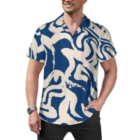 AILLOSA Hawaii Çiçek Baskılı 3D Desen Kısa Kollu YH-132 Erkek Gömlek