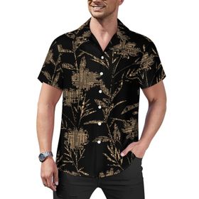 AILLOSA Hawaii Çiçek Baskılı 3D Desen Kısa Kollu YH-142 Erkek Gömlek