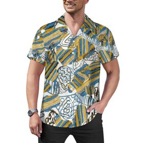 AILLOSA Hawaii Çiçek Baskılı 3D Desen Kısa Kollu YH-147 Erkek Gömlek