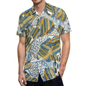 AILLOSA Hawaii Çiçek Baskılı 3D Desen Kısa Kollu YH-147 Erkek Gömlek