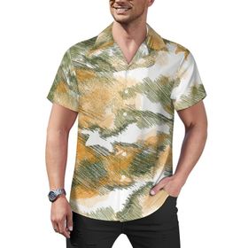 AILLOSA Hawaii Çiçek Baskılı 3D Desen Kısa Kollu YH-152 Erkek Gömlek