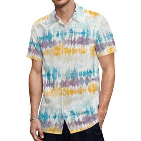 AILLOSA Hawaii Çiçek Baskılı 3D Desen Kısa Kollu YH-159 Erkek Gömlek