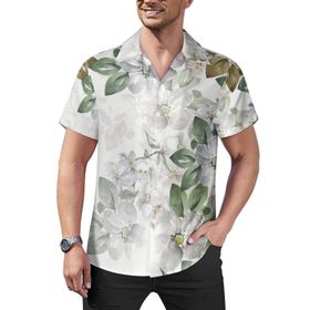 AILLOSA Hawaii Çiçek Baskılı 3D Desen Kısa Kollu YH-170 Erkek Gömlek