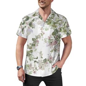 AILLOSA Hawaii Çiçek Baskılı 3D Desen Kısa Kollu YH-175 Erkek Gömlek