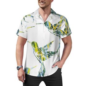AILLOSA Hawaii Çiçek Baskılı 3D Desen Kısa Kollu YH-200 Erkek Gömlek