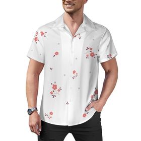 AILLOSA Hawaii Çiçek Baskılı 3D Desen Kısa Kollu YH-201 Erkek Gömlek