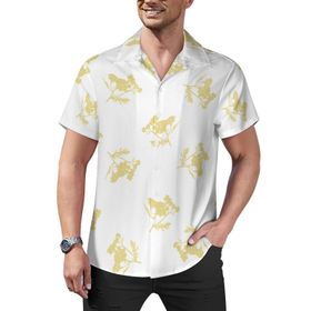 AILLOSA Hawaii Çiçek Baskılı 3D Desen Kısa Kollu YH-204 Erkek Gömlek