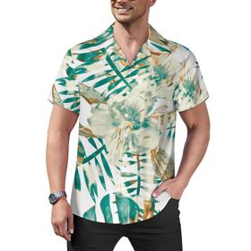 AILLOSA Hawaii Çiçek Baskılı 3D Desen Kısa Kollu YH-205 Erkek Gömlek