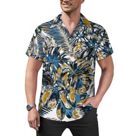 AILLOSA Hawaii Çiçek Baskılı 3D Desen Kısa Kollu YH-207 Erkek Gömlek