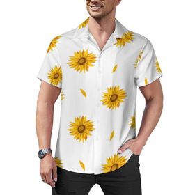 AILLOSA Hawaii Çiçek Baskılı 3D Desen Kısa Kollu YH-209 Erkek Gömlek