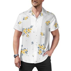 AILLOSA Hawaii Çiçek Baskılı 3D Desen Kısa Kollu YH-210 Erkek Gömlek