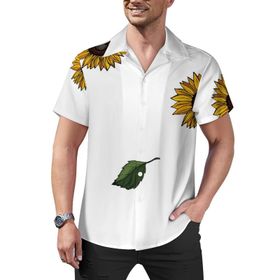 AILLOSA Hawaii Çiçek Baskılı 3D Desen Kısa Kollu YH-211 Erkek Gömlek