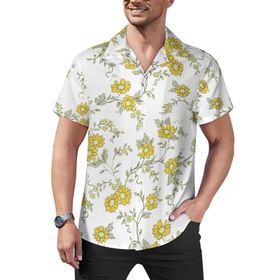 AILLOSA Hawaii Çiçek Baskılı 3D Desen Kısa Kollu YH-217 Erkek Gömlek