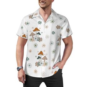 AILLOSA Hawaii Çiçek Baskılı 3D Desen Kısa Kollu YH-222 Erkek Gömlek