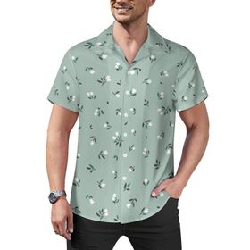 AILLOSA Hawaii Çiçek Baskılı 3D Desen Kısa Kollu YH-225 Erkek Gömlek
