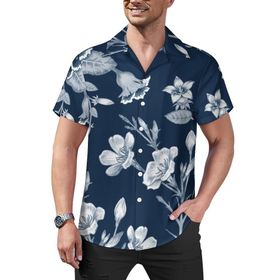 AILLOSA Hawaii Çiçek Baskılı 3D Desen Kısa Kollu YH-24 Erkek Gömlek