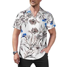 AILLOSA Hawaii Çiçek Baskılı 3D Desen Kısa Kollu YH-242 Erkek Gömlek