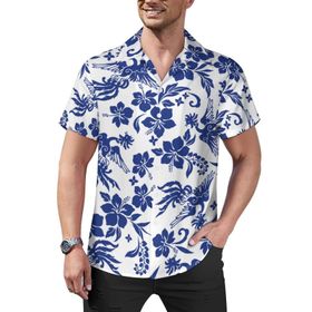 AILLOSA Hawaii Çiçek Baskılı 3D Desen Kısa Kollu YH-25 Erkek Gömlek