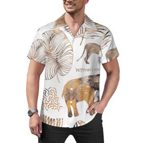 AILLOSA Hawaii Çiçek Baskılı 3D Desen Kısa Kollu YH-250 Erkek Gömlek