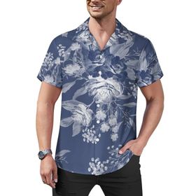 AILLOSA Hawaii Çiçek Baskılı 3D Desen Kısa Kollu YH-251 Erkek Gömlek