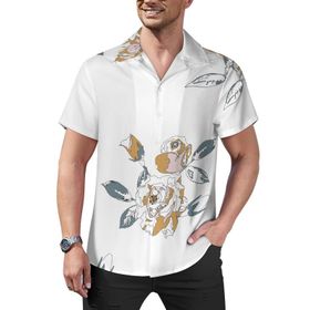 AILLOSA Hawaii Çiçek Baskılı 3D Desen Kısa Kollu YH-253 Erkek Gömlek