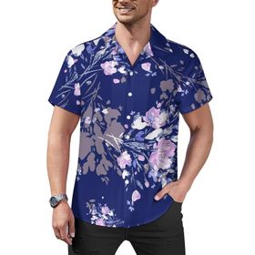 AILLOSA Hawaii Çiçek Baskılı 3D Desen Kısa Kollu YH-261 Erkek Gömlek