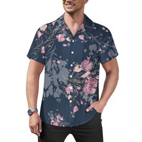 AILLOSA Hawaii Çiçek Baskılı 3D Desen Kısa Kollu YH-262 Erkek Gömlek