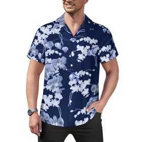 AILLOSA Hawaii Çiçek Baskılı 3D Desen Kısa Kollu YH-264 Erkek Gömlek