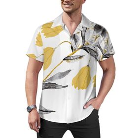 AILLOSA Hawaii Çiçek Baskılı 3D Desen Kısa Kollu YH-266 Erkek Gömlek