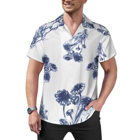 AILLOSA Hawaii Çiçek Baskılı 3D Desen Kısa Kollu YH-268 Erkek Gömlek