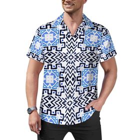 AILLOSA Hawaii Çiçek Baskılı 3D Desen Kısa Kollu YH-274 Erkek Gömlek