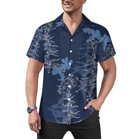 AILLOSA Hawaii Çiçek Baskılı 3D Desen Kısa Kollu YH-275 Erkek Gömlek