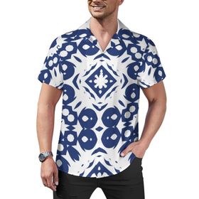 AILLOSA Hawaii Çiçek Baskılı 3D Desen Kısa Kollu YH-277 Erkek Gömlek
