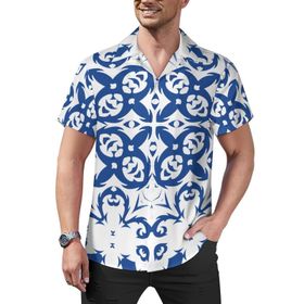 AILLOSA Hawaii Çiçek Baskılı 3D Desen Kısa Kollu YH-280 Erkek Gömlek