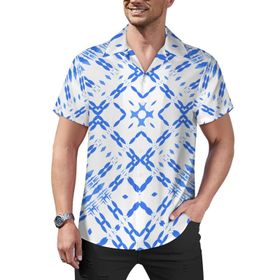 AILLOSA Hawaii Çiçek Baskılı 3D Desen Kısa Kollu YH-281 Erkek Gömlek