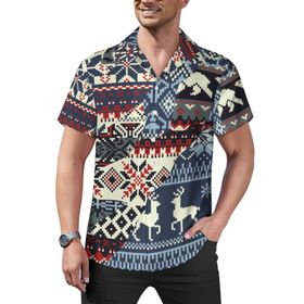 AILLOSA Hawaii Çiçek Baskılı 3D Desen Kısa Kollu YH-282 Erkek Gömlek