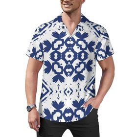 AILLOSA Hawaii Çiçek Baskılı 3D Desen Kısa Kollu YH-283 Erkek Gömlek