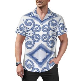 AILLOSA Hawaii Çiçek Baskılı 3D Desen Kısa Kollu YH-286 Erkek Gömlek