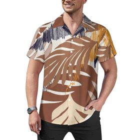 AILLOSA Hawaii Çiçek Baskılı 3D Desen Kısa Kollu YH-287 Erkek Gömlek