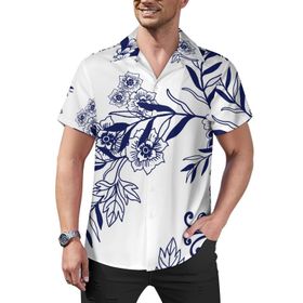 AILLOSA Hawaii Çiçek Baskılı 3D Desen Kısa Kollu YH-288 Erkek Gömlek